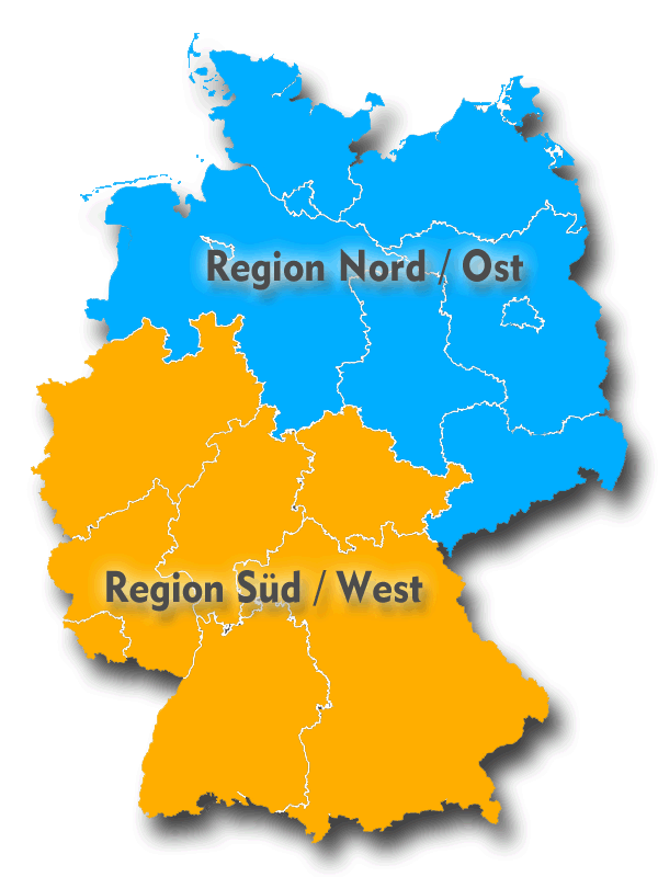 Brandschutz Akadmie NRW, Ost Deutschland, Nord Deutschland, West Deutschland, Sued Deutschland